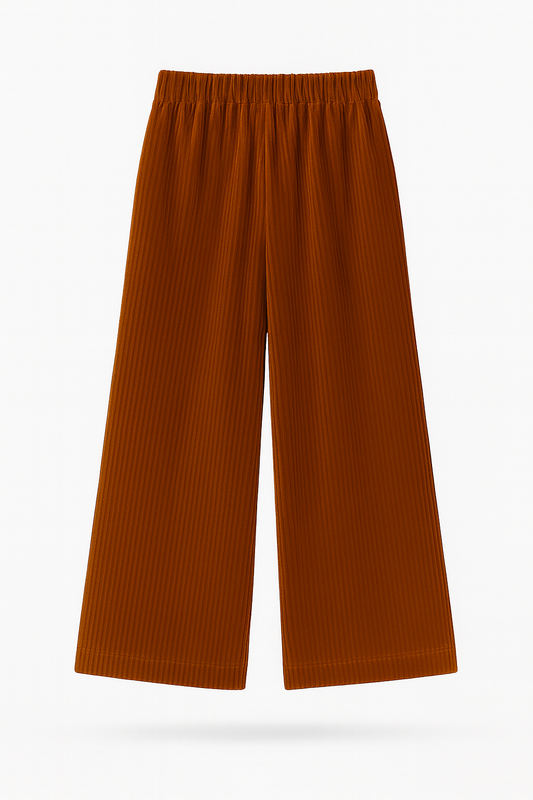 Cosy Culottes – Vakosamettineuloshousut, konjakki