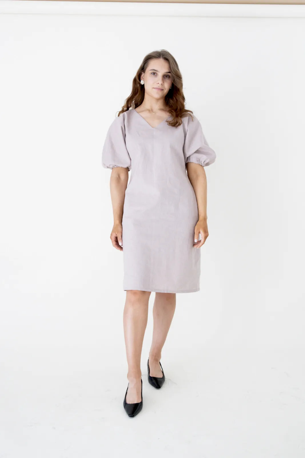 kaunis puffmekko pellavasta arkeen ja juhlaan.