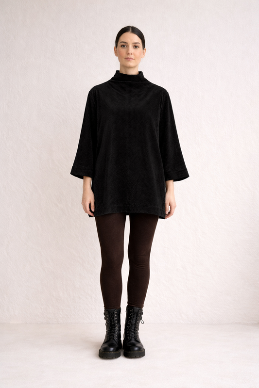 AILA - Longline Blouse, Black