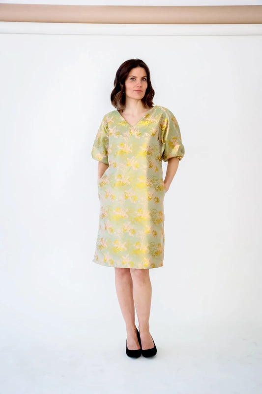 Puff Dress, Pistachio Bloom